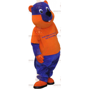 Blue and Orange Two Tone Bear BIGGYMONKEY™ Mascot Costume -