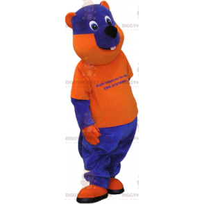 Costume da mascotte BIGGYMONKEY™ con orso bicolore blu e