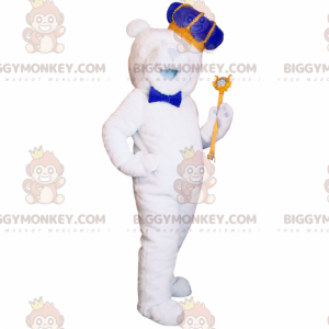 Isbjörn BIGGYMONKEY™ maskotdräkt med kungtillbehör -