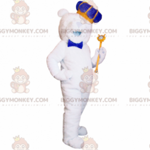 IJsbeer BIGGYMONKEY™-mascottekostuum met koningsaccessoire -