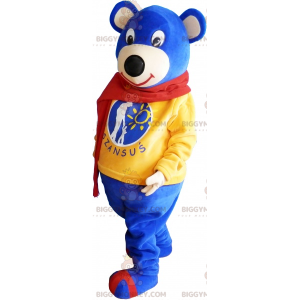 Blauer Bär BIGGYMONKEY™ Maskottchenkostüm mit Schal -