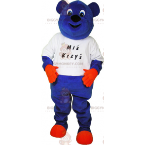 BIGGYMONKEY™ T-Shirt-Maskottchen-Kostüm mit blauem Bären -