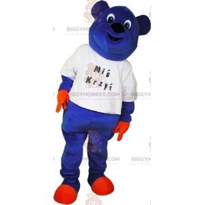 BIGGYMONKEY™ T-Shirt-Maskottchen-Kostüm mit blauem Bären -