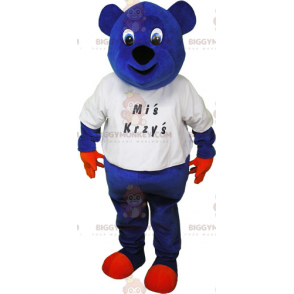 BIGGYMONKEY™ T-Shirt-Maskottchen-Kostüm mit blauem Bären -