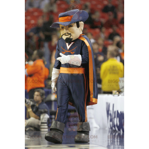 Blue and Orange Musketeer BIGGYMONKEY™ Mascot Costume –