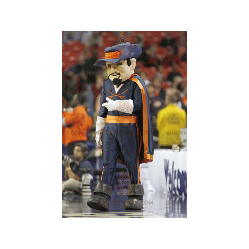 Costume de mascotte BIGGYMONKEY™ de mousquetaire bleu et orange