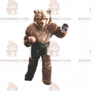BIGGYMONKEY™ Mascot Costume Brown Bear American Football Outfit
