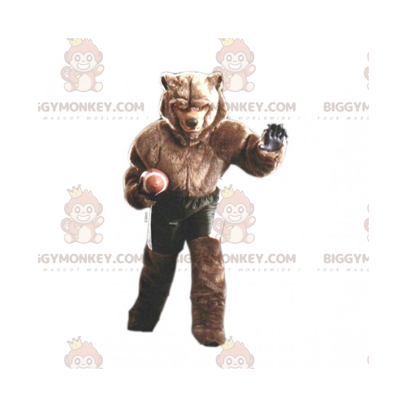 BIGGYMONKEY™ Mascot Costume Brown Bear American Football Outfit