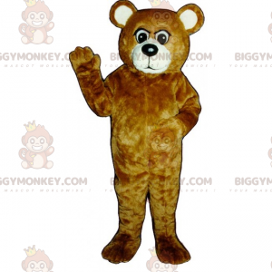 Traje de mascote BIGGYMONKEY™ de urso marrom e branco –