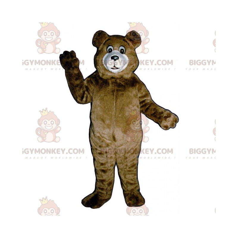 BIGGYMONKEY™ Brun bjørn og hvidt næseparti maskotkostume -
