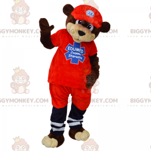 Björnen BIGGYMONKEY™ maskotdräkt i paramedicinsk outfit -