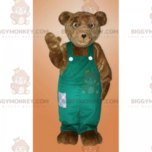 BIGGYMONKEY™ Brown Bear Mascot Costume With Overalls -