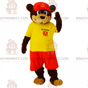 Brown and Tan Bear BIGGYMONKEY™ Mascot Costume with Supporter
