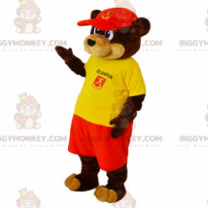 Traje de mascote BIGGYMONKEY™ de urso marrom e castanho com