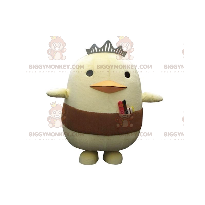 Traje de mascote Big Yellow Chick BIGGYMONKEY™ com coroa e