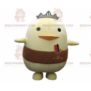 Big Yellow Chick BIGGYMONKEY™ maskotdräkt med krona och skärp -