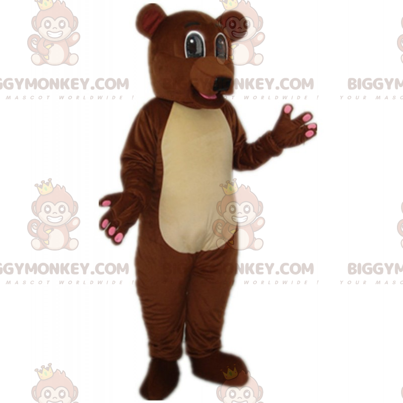 Traje de mascote BIGGYMONKEY™ de barriga clara de urso pardo –