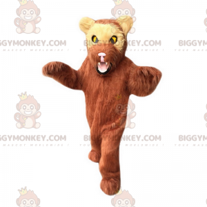 Costume de mascotte BIGGYMONKEY™ d'ours marron et yeux jaune -