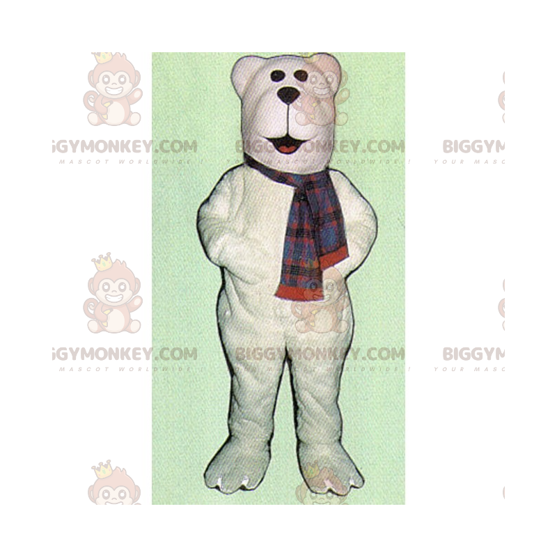 Kostým maskota bílého ledního medvěda BIGGYMONKEY™ se šátkem –