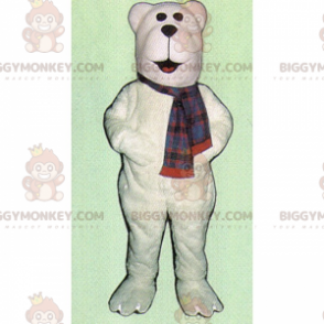 Disfraz de mascota de oso polar blanco BIGGYMONKEY™ con bufanda