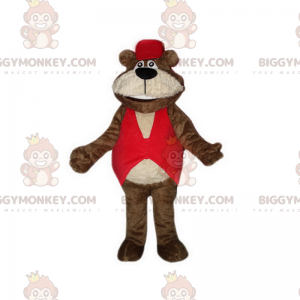 Costume de mascotte BIGGYMONKEY™ d'ours tout doux avec veston