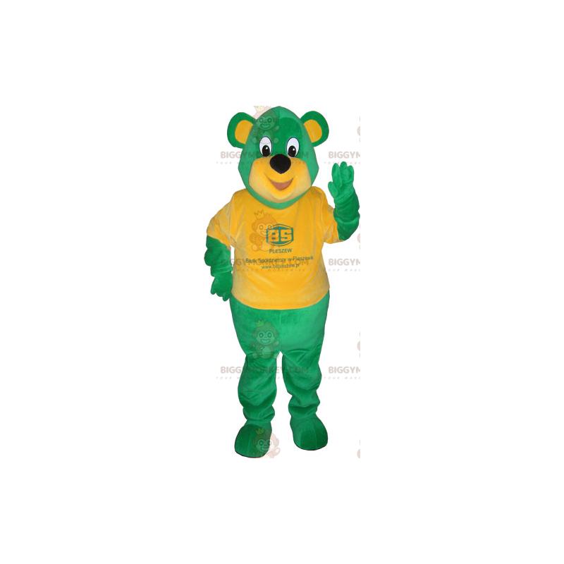 Traje de mascote do Urso Verde BIGGYMONKEY™ com camiseta