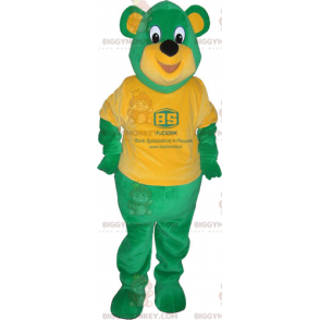Kostium maskotka zielony niedźwiedź BIGGYMONKEY™ z pomarańczową