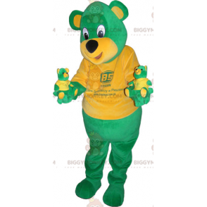 Disfraz de mascota de oso verde BIGGYMONKEY™ con camiseta