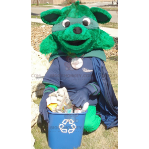 Green Fox BIGGYMONKEY™ Mascot Costume Dressed In Superhero