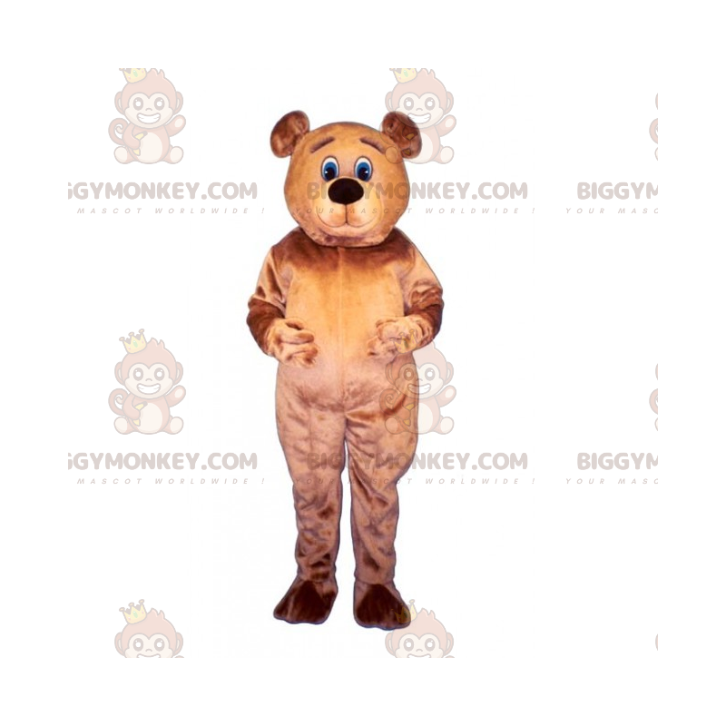 BIGGYMONKEY™ Bear Mascot Costume with Blue Eyes and Brown Fur –