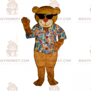 BIGGYMONKEY™ Bären-Maskottchen-Kostüm mit farbigem Hemd und