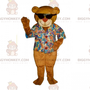 BIGGYMONKEY™-mascottekostuum met gekleurd shirt en donkere bril