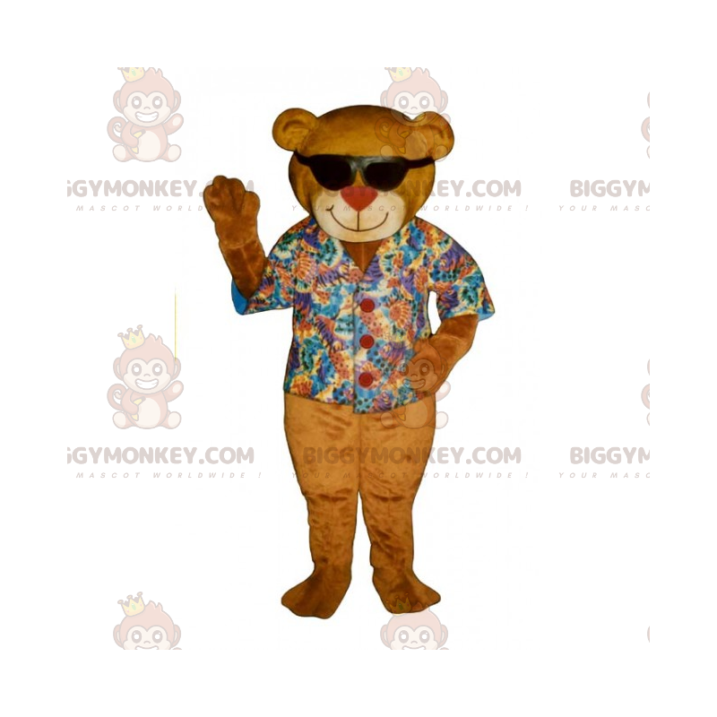 Costume de mascotte BIGGYMONKEY™ d'ourson ave chemise colore et