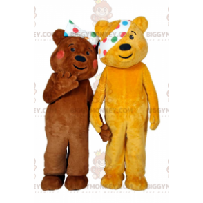 BIGGYMONKEY™ Bear Mascot-kostuum Duo met polkadot-hoofdband