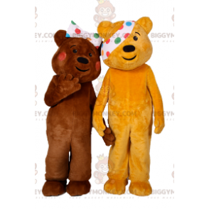 BIGGYMONKEY™ Bear Mascot Costume Duo with Right Eye Polka Dot