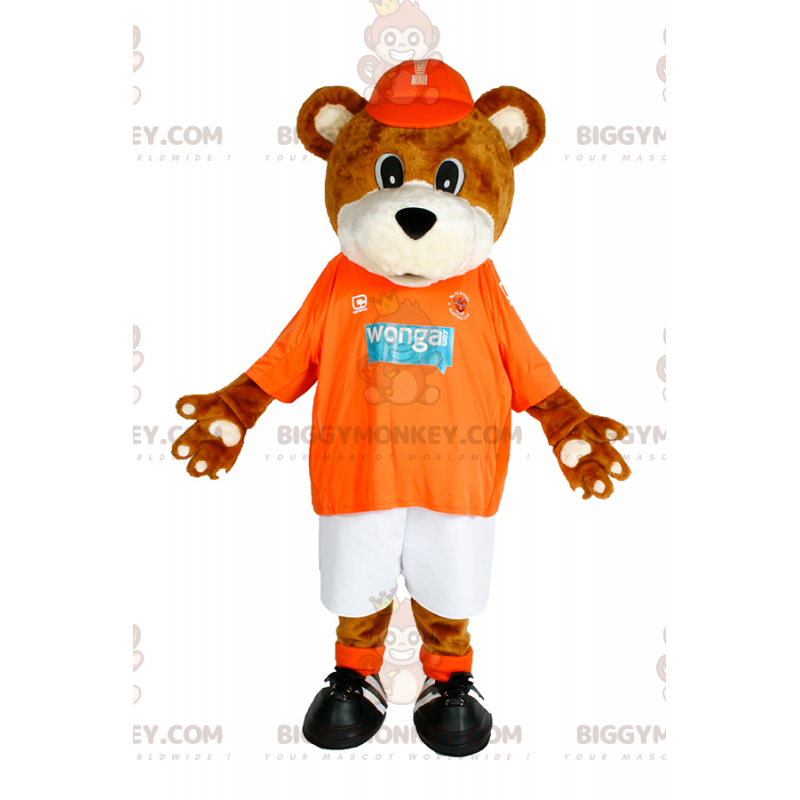 Beer BIGGYMONKEY™ mascottekostuum met pet en sportkleding -