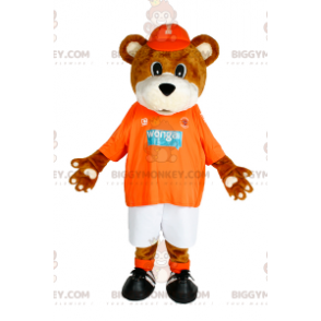 Beer BIGGYMONKEY™ mascottekostuum met pet en sportkleding -