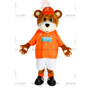 Björnen BIGGYMONKEY™ maskotdräkt med keps och sportkläder -
