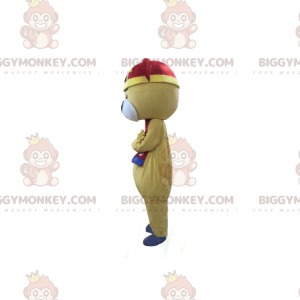 BIGGYMONKEY™ Bear Mascot Costume with Red and Blue Scarf -