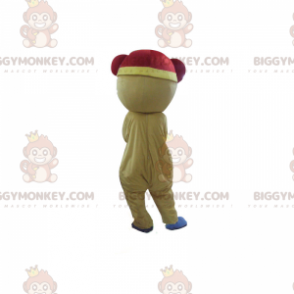 Disfraz de mascota de oso BIGGYMONKEY™ con bufanda roja y azul