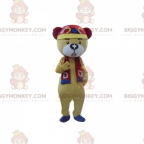 BIGGYMONKEY™ Bear Mascot Costume with Red and Blue Scarf -