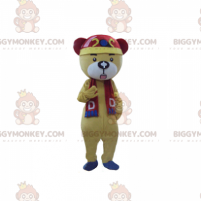 Costume de mascotte BIGGYMONKEY™ d'ourson avec écharpe rouge et