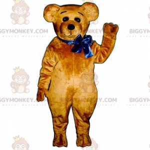 Costume de mascotte BIGGYMONKEY™ d'ourson avec nœud bleu -