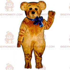 BIGGYMONKEY™ Bären-Maskottchen-Kostüm mit blauer Schleife -