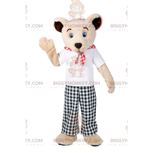 Bear BIGGYMONKEY™ Mascot Costume with Plaid Pants –