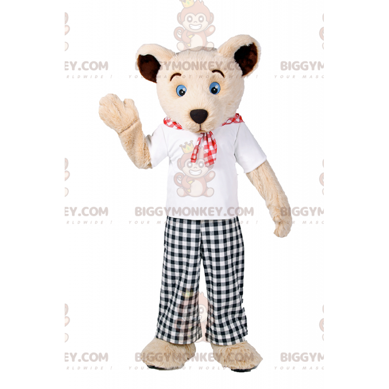 Bear BIGGYMONKEY™ Mascot Costume with Plaid Pants -