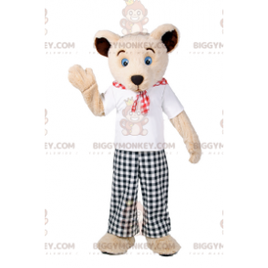 Bear BIGGYMONKEY™ Mascot Costume with Plaid Pants -