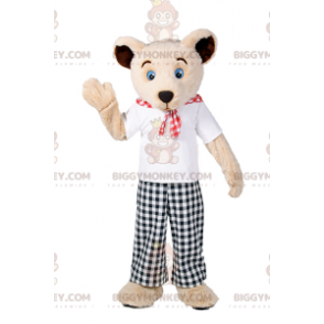 Disfraz de mascota Bear BIGGYMONKEY™ con pantalones a cuadros -