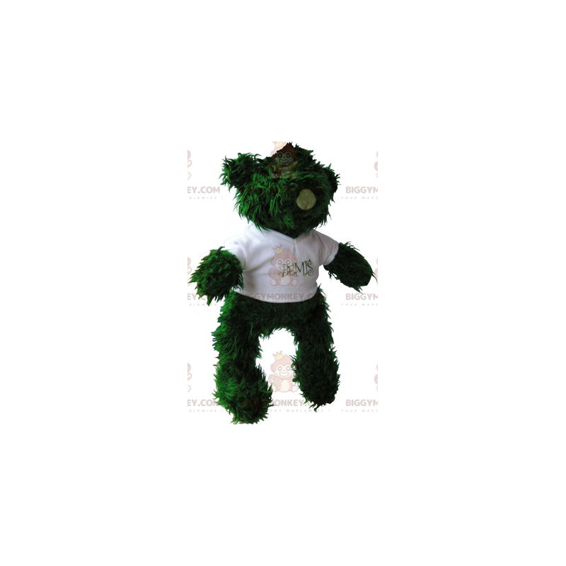 BIGGYMONKEY™ maskotkostume med lille grøn bjørn med T-shirt -