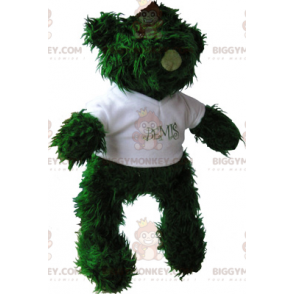 BIGGYMONKEY™ maskotkostume med lille grøn bjørn med T-shirt -